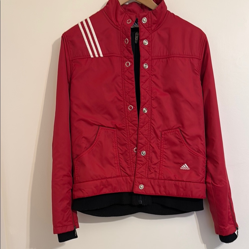 Vintage Women Adidas Red Jacket with White Accents